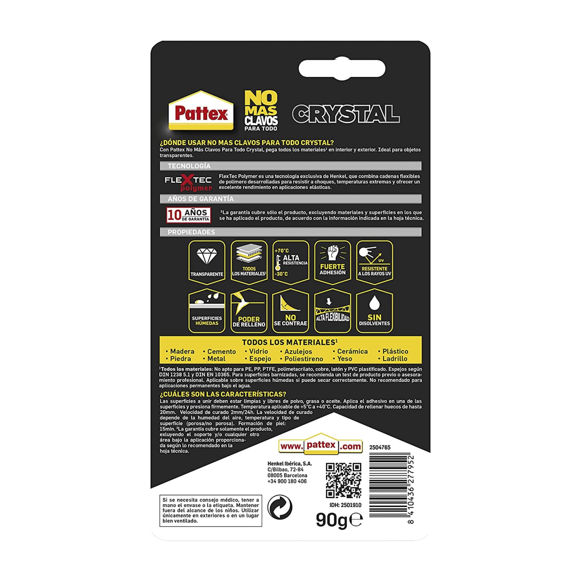 Pattex No Mas Clavos Para Todo Cristal Bl 90gr